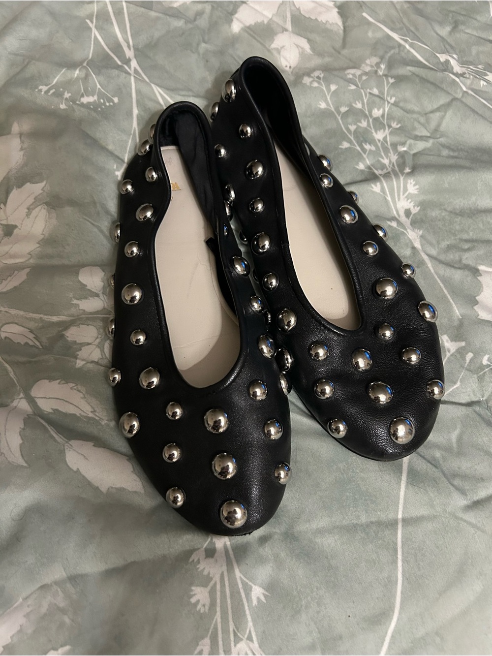 Zara Black Ballet Flats with Silver Studs
